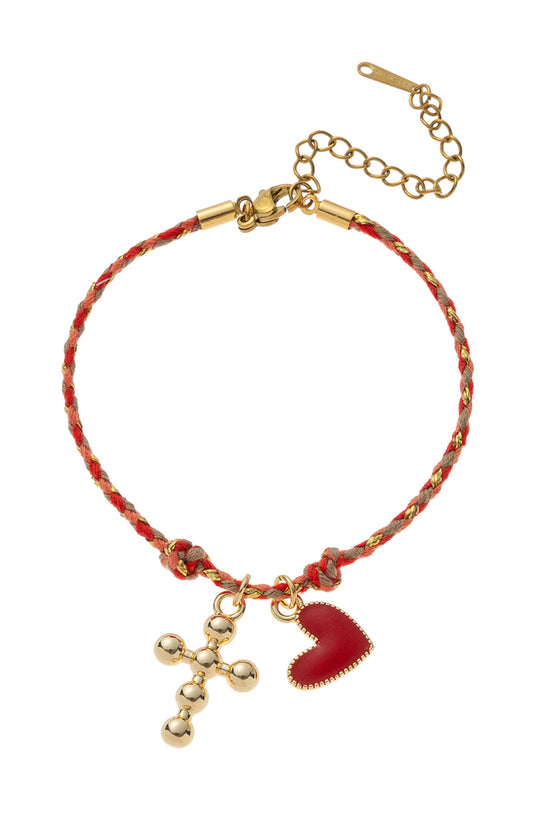 Heart and Cross Charm Bracelet