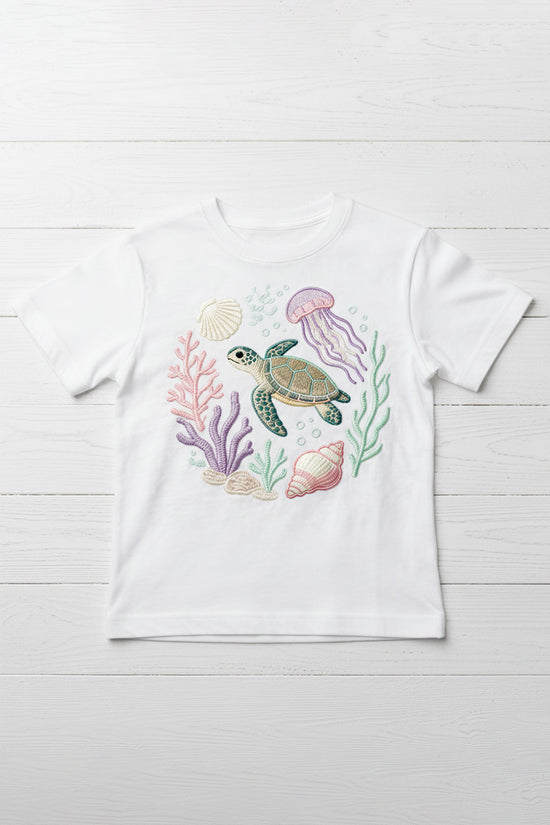 Sea Turtle Harmony Embroidered T-Shirt