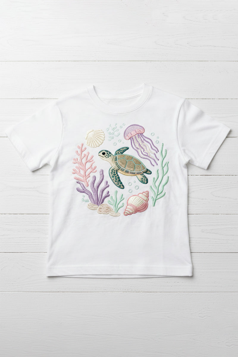 Sea Turtle Harmony Embroidered T-Shirt