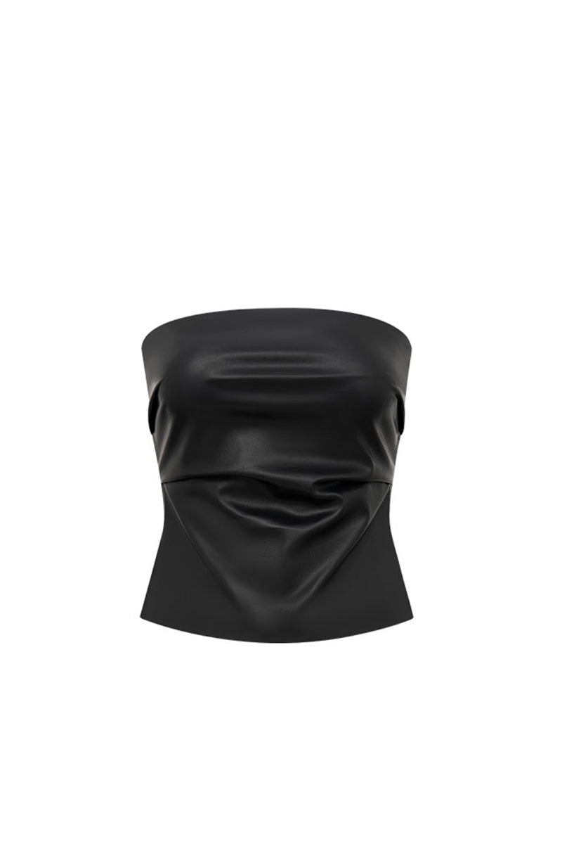 Strapless Faux Leather Tube Top