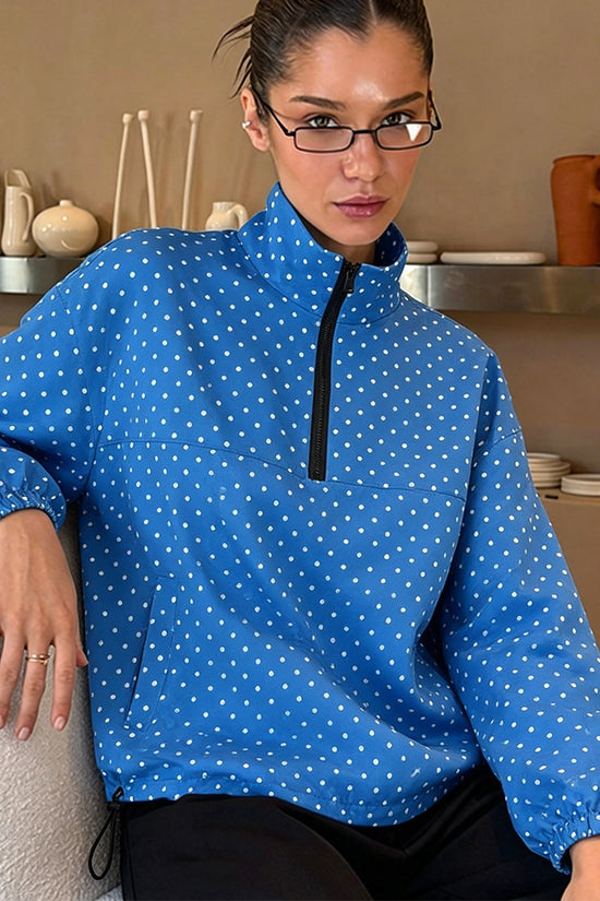 Polka Dot Half-Zip Casual Jacket