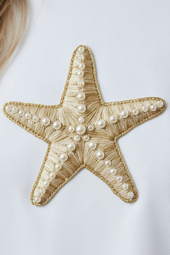 Golden Starfish Embroidered T-Shirt