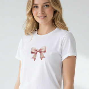 Soft Bow Embroidered T-Shirt