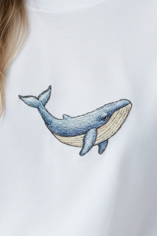 Blue Whale Embroidered T-Shirt