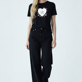 Heart Star Embroidered T-Shirt