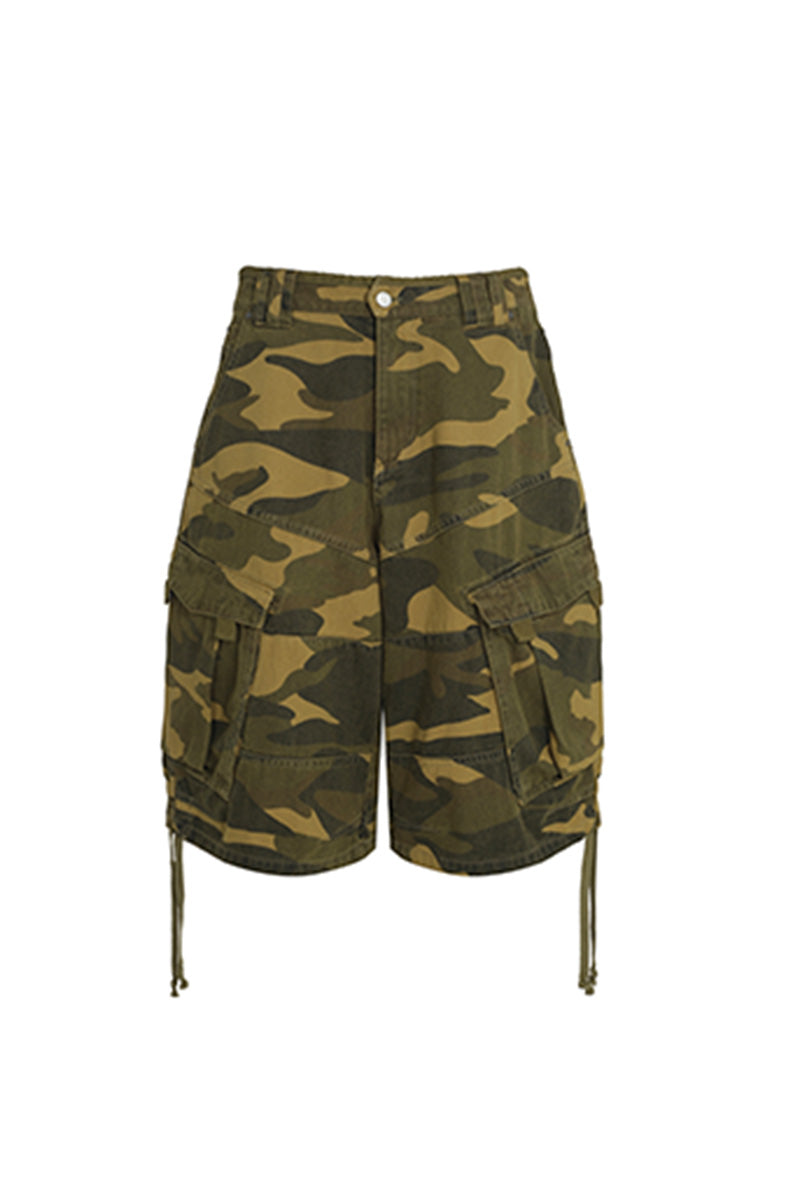 Loose Fit Camouflage Cargo Shorts