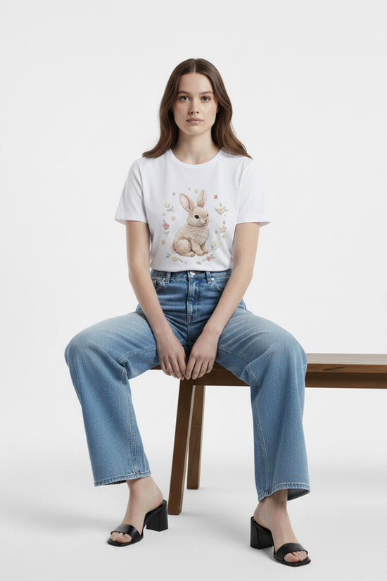 Gentle Bunny Embroidered T-Shirt