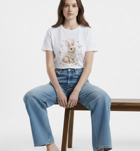 Gentle Bunny Embroidered T-Shirt