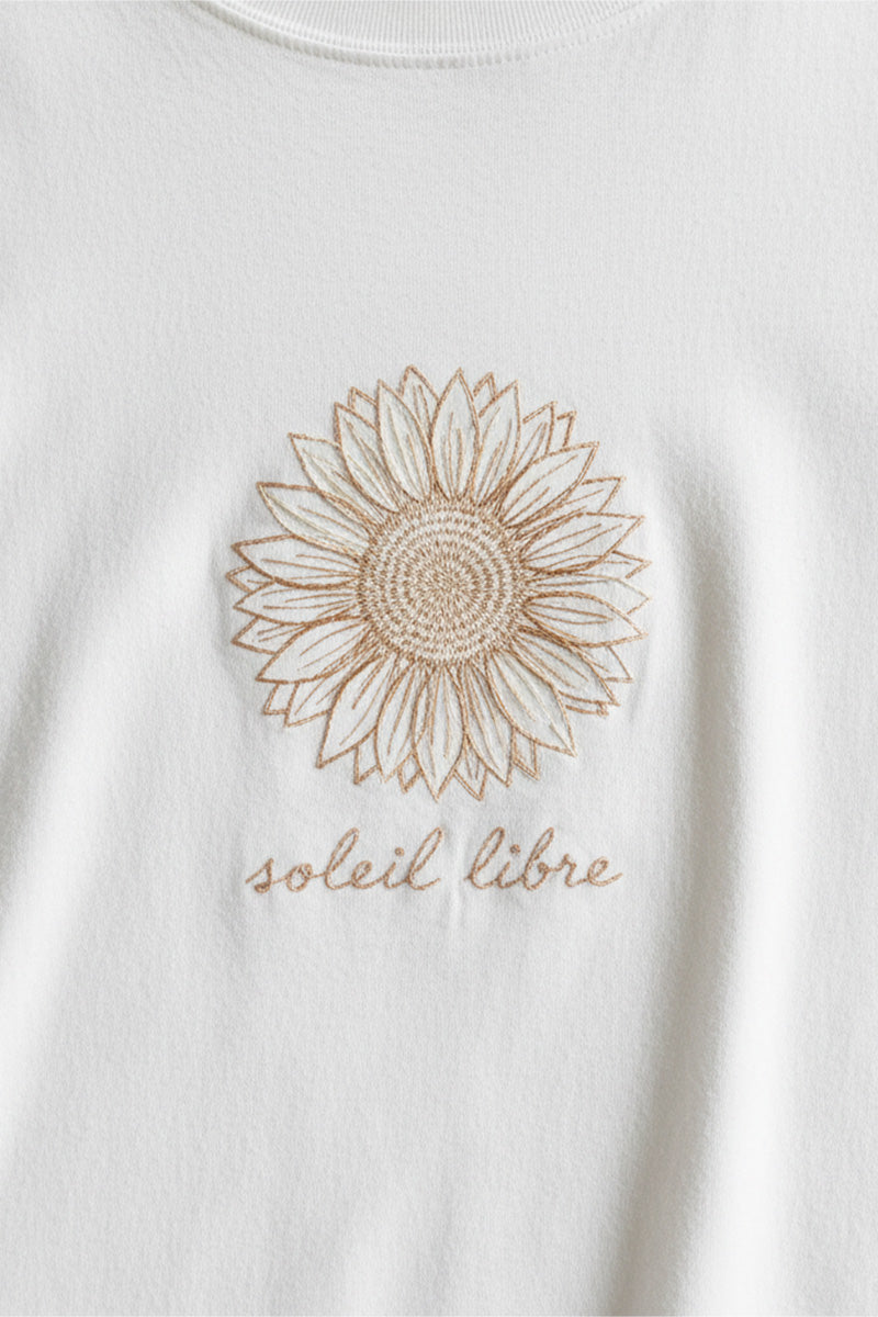 Soleil Libre Sunflower Embroidered T-Shirt