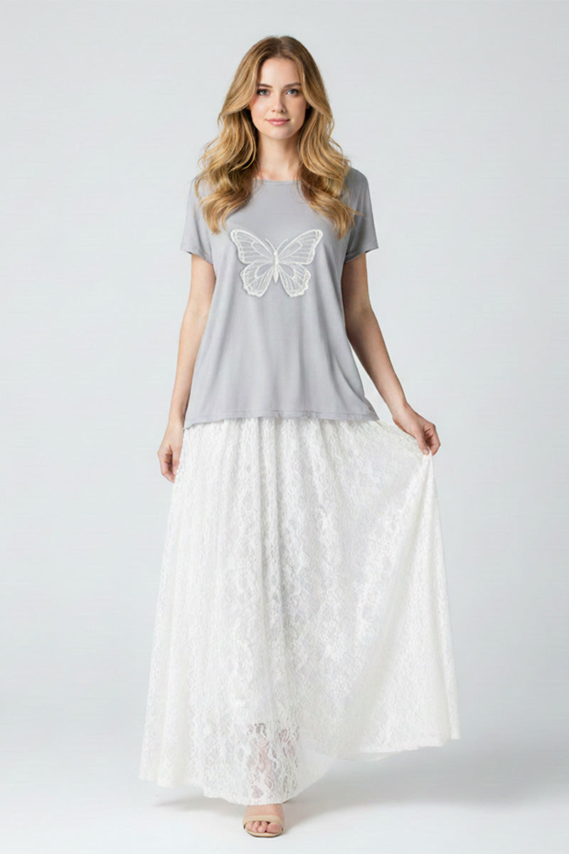 Elegant Butterfly Embroidered T-Shirt