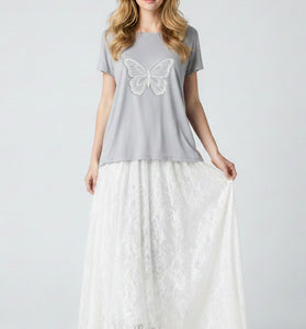 Elegant Butterfly Embroidered T-Shirt