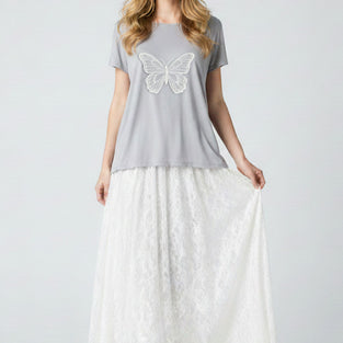 Elegant Butterfly Embroidered T-Shirt