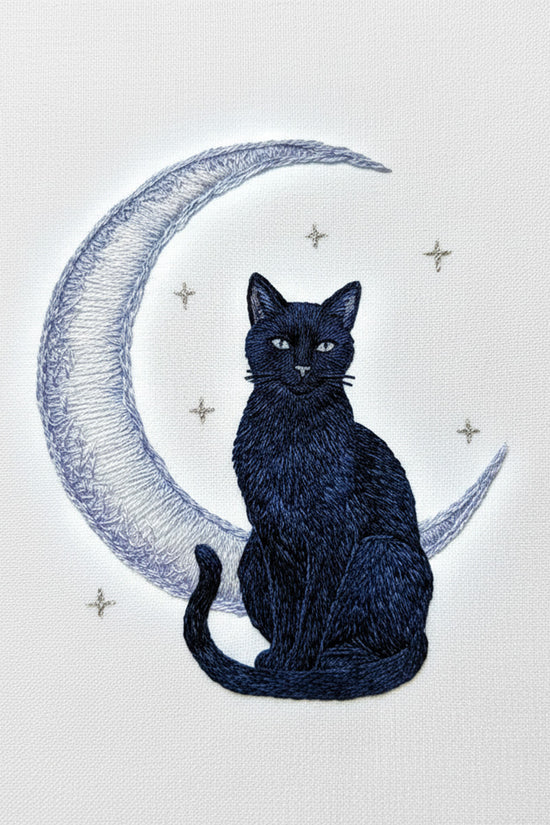 Moon Cat Embroidered T-Shirt