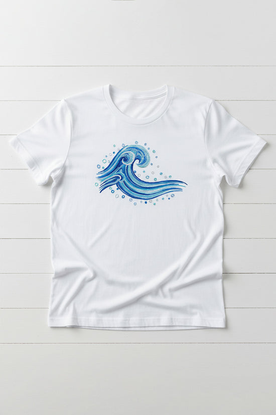 Ocean Wave Embroidered T-Shirt