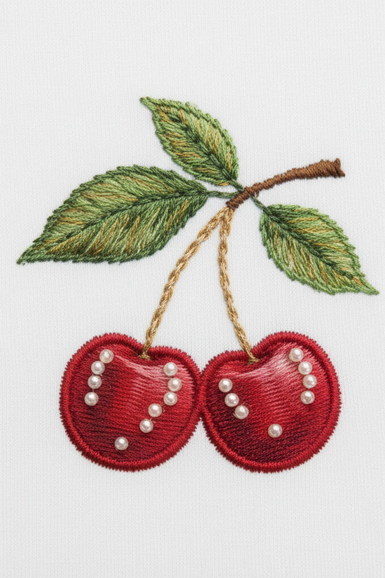 Cherry Leaf Embroidered T-Shirt