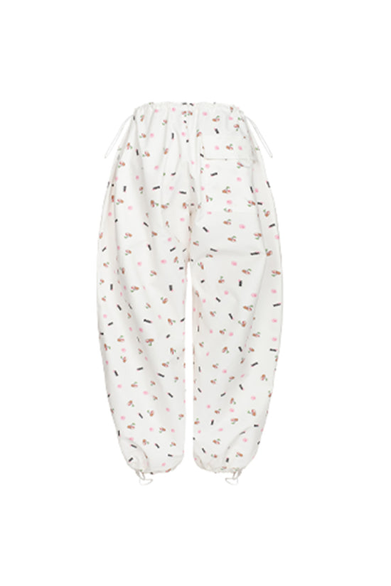 Wide Leg Cargo Pants with Tiny Print