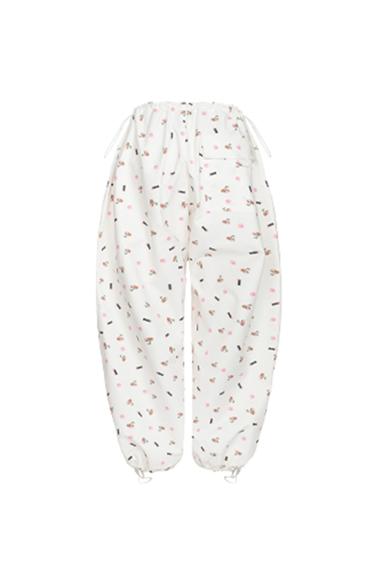 Wide Leg Cargo Pants with Tiny Print