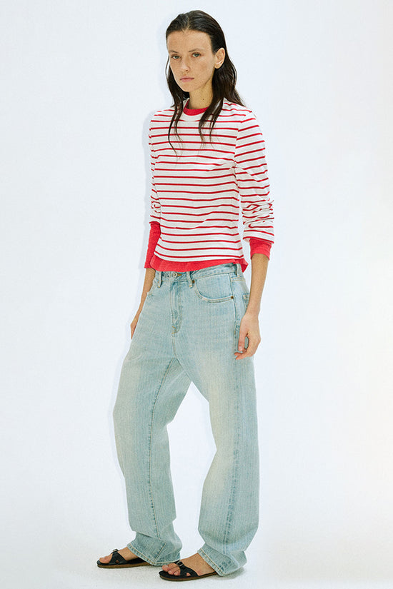 Striped Long Sleeve Cropped Tee