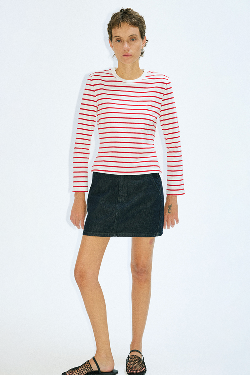 Striped Long Sleeve Cropped Tee