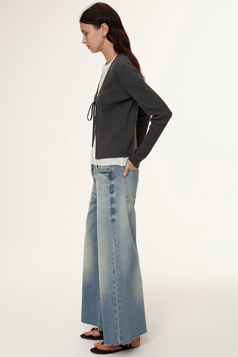 Wide-Leg Washed Denim Jeans