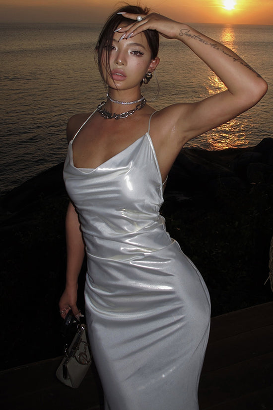 Backless Maxi Dress with Spaghetti Straps
