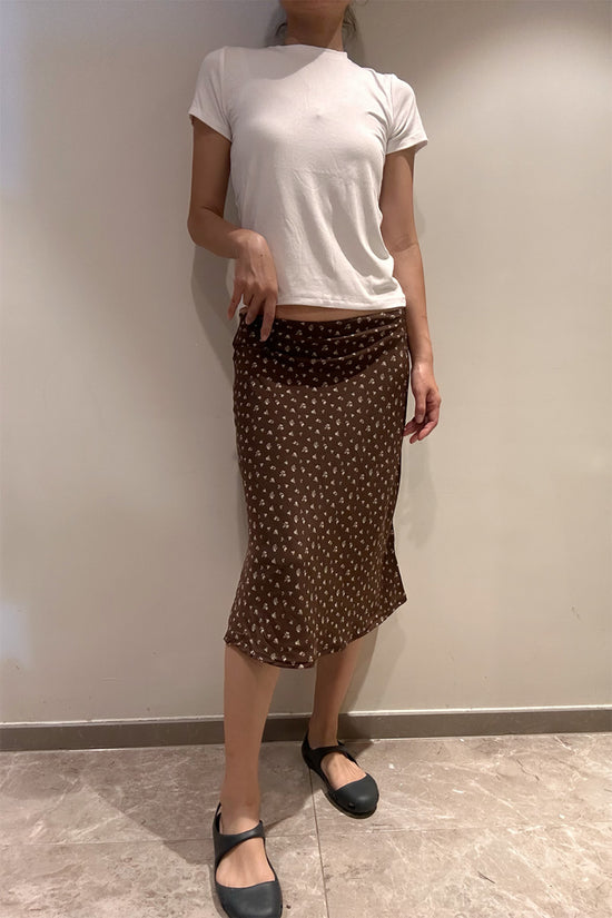 Micro Check Midi Slip Skirt
