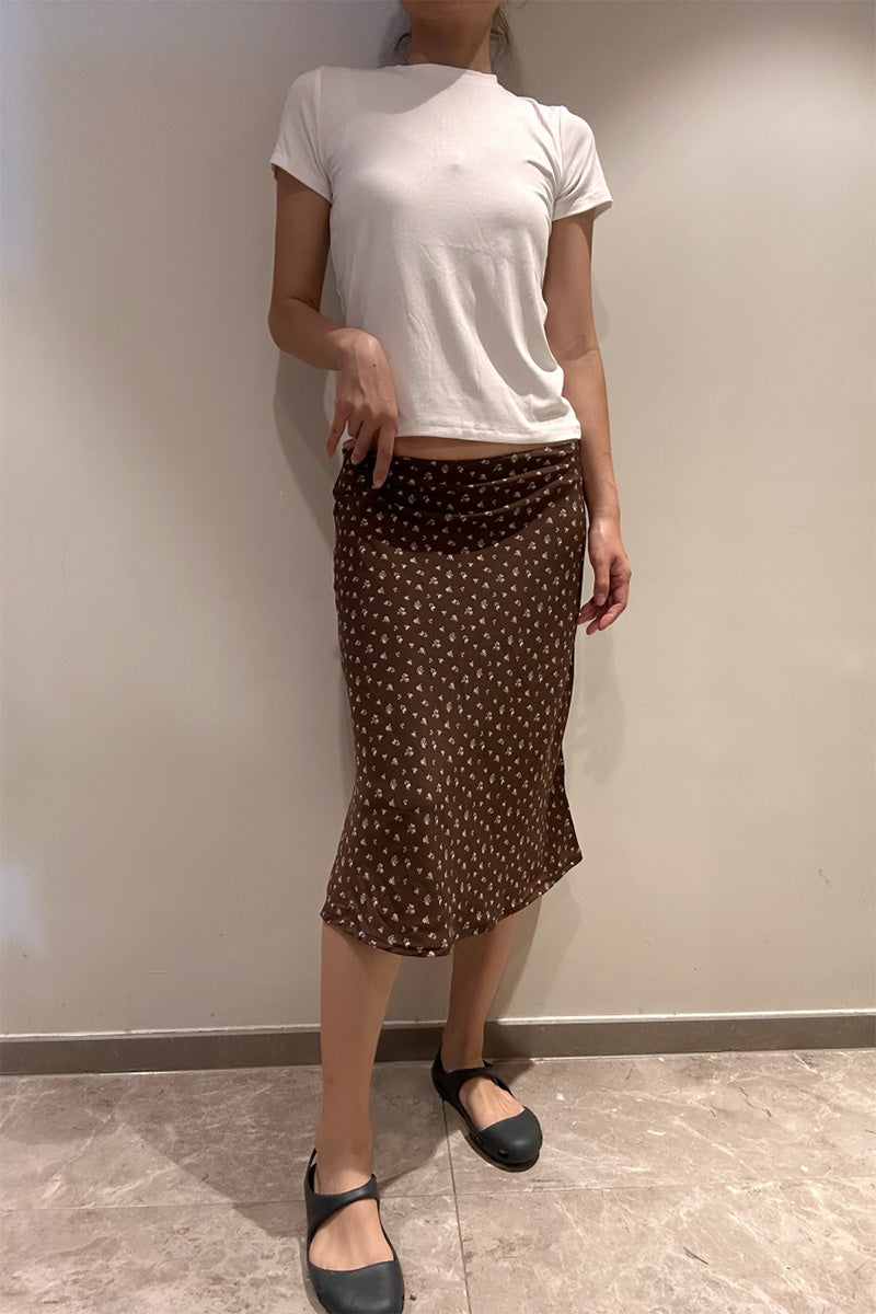 Micro Check Midi Slip Skirt