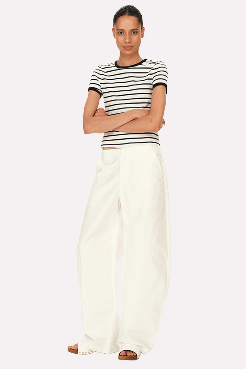 Striped Short Sleeve Crop Tee
