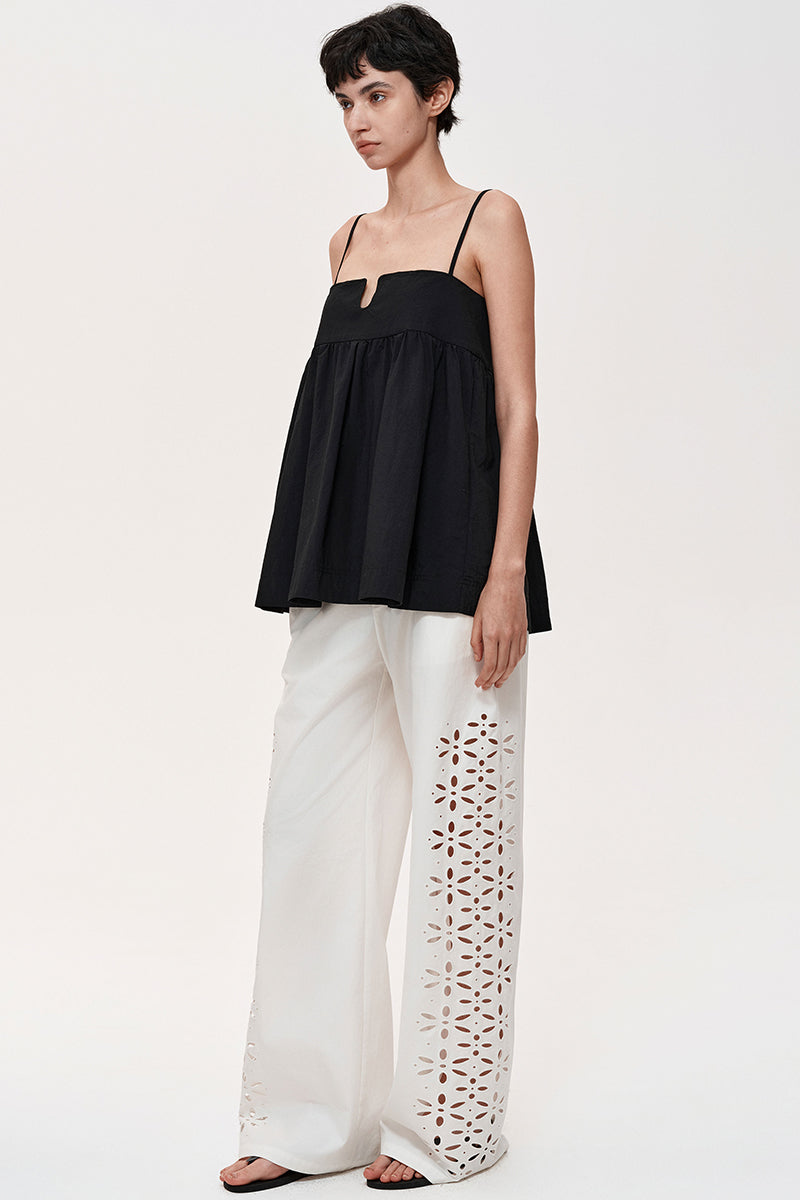 Cutout Detail Straight-Leg Trousers