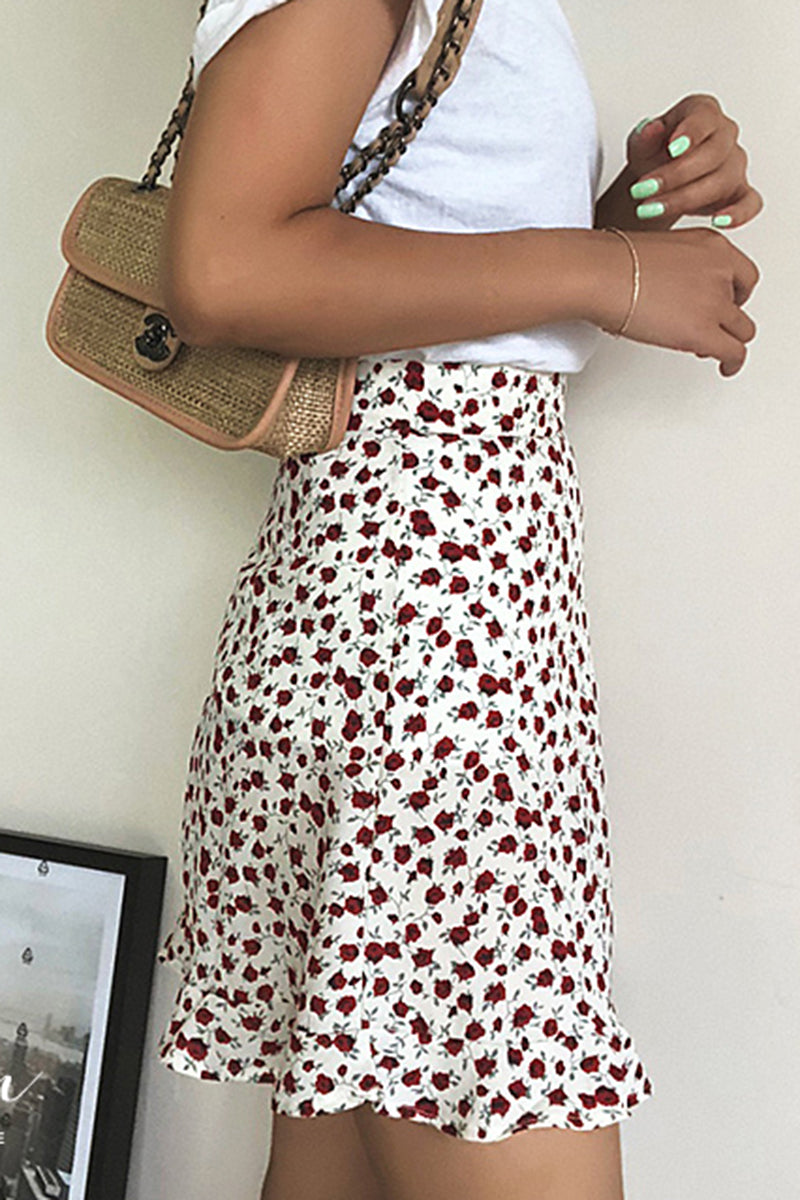 Floral Print A-Line Mini Skirt