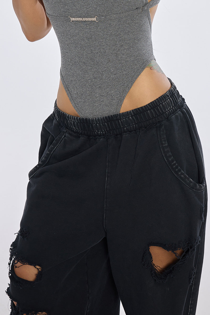 Distressed Slouchy Fit Jogger Pants