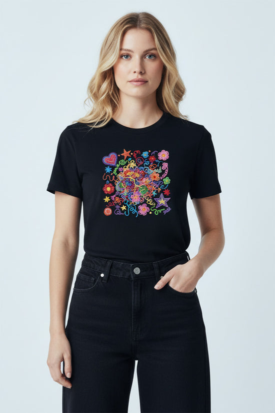 Abstract Doodle Graphic T-Shirt