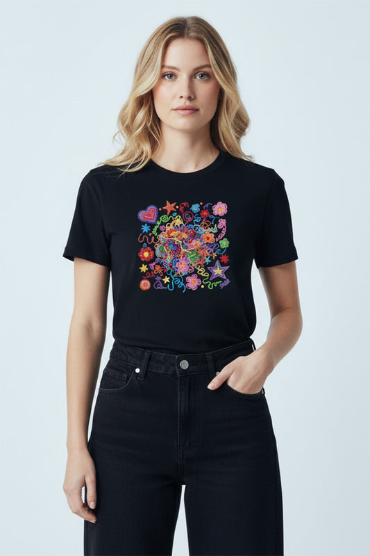 Abstract Doodle Graphic T-Shirt