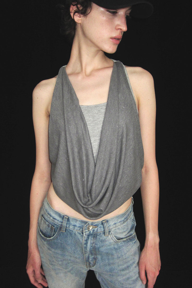 Draped Sleeveless Casual Tank Top