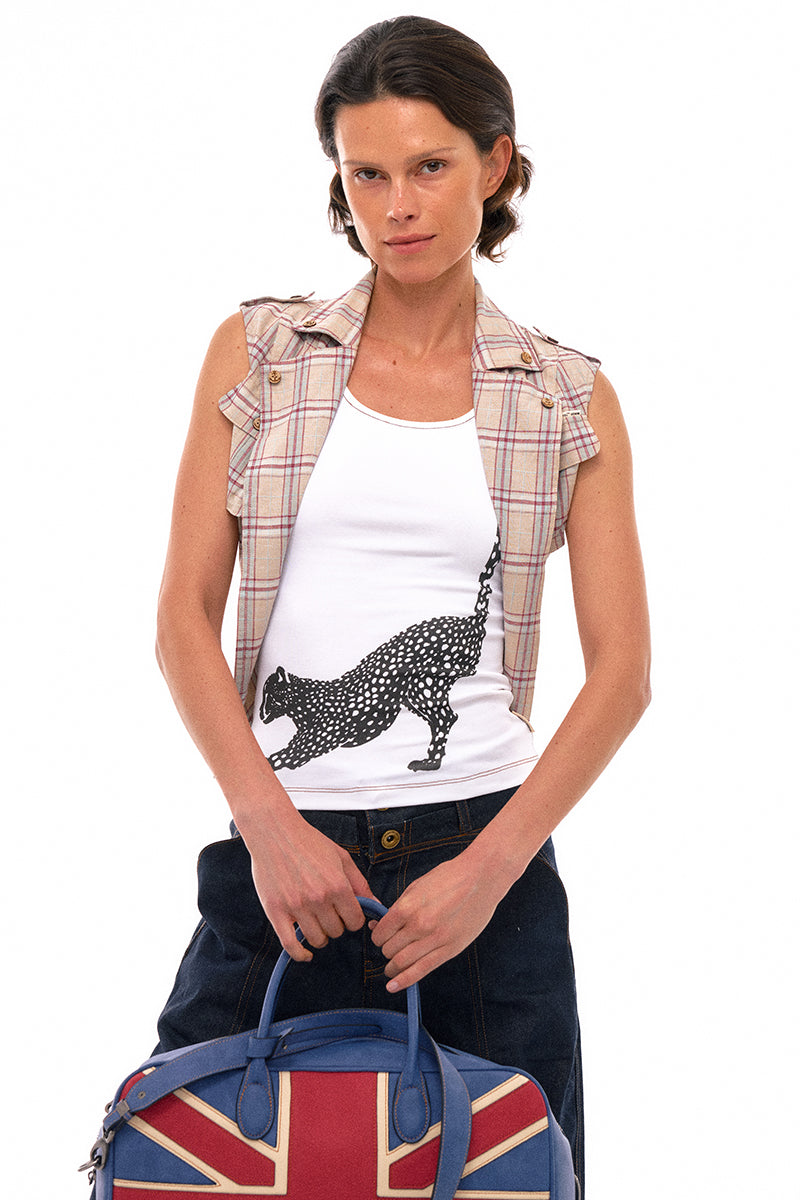 Tank Top with Stretch Cat Graphic