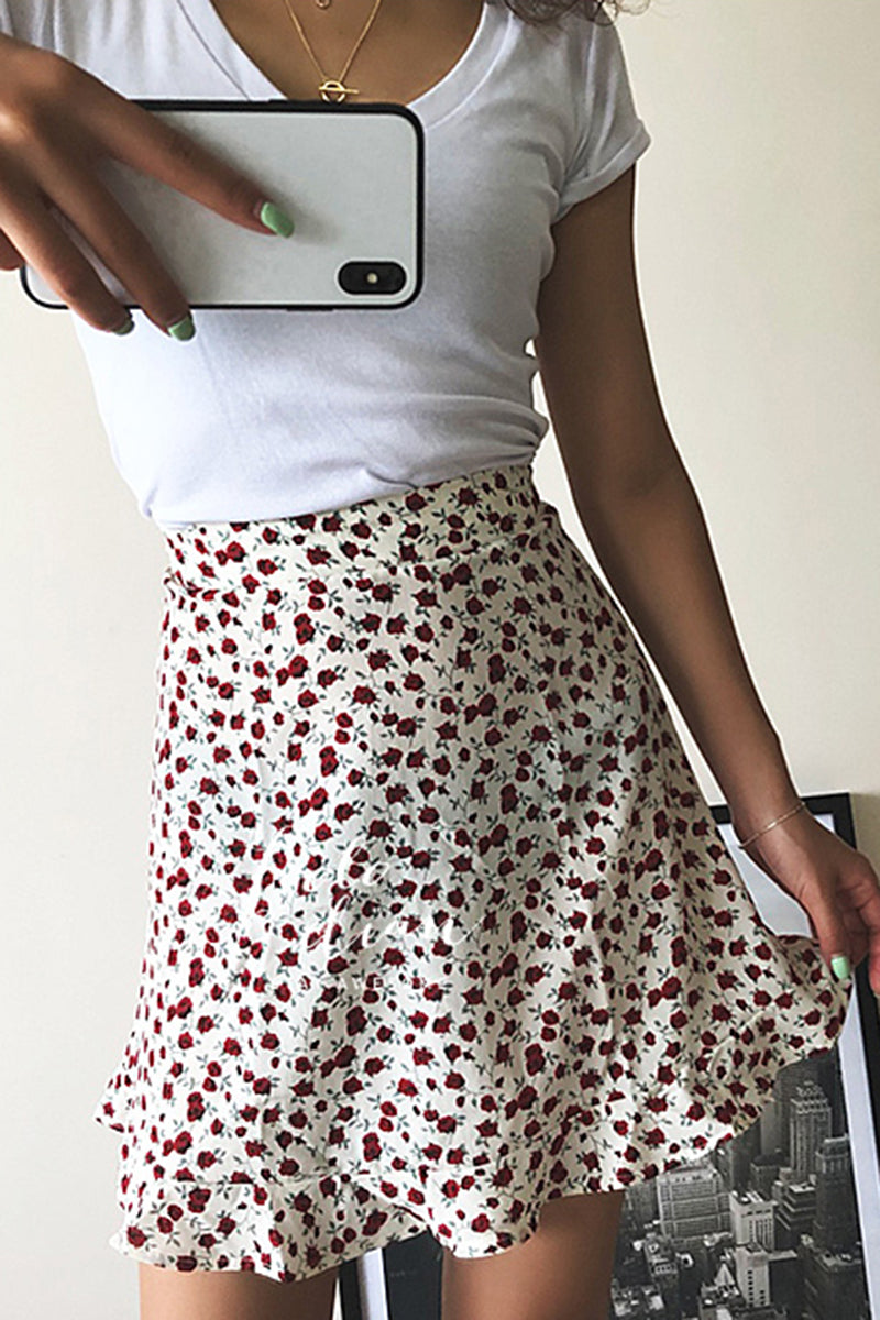 Floral Print A-Line Mini Skirt