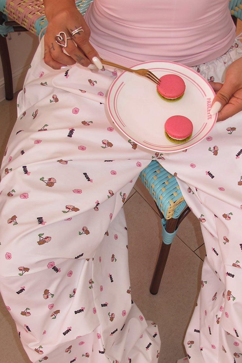 Wide Leg Cargo Pants with Tiny Print