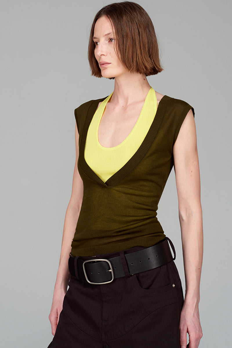 Layered Deep V-Neck Tank Top