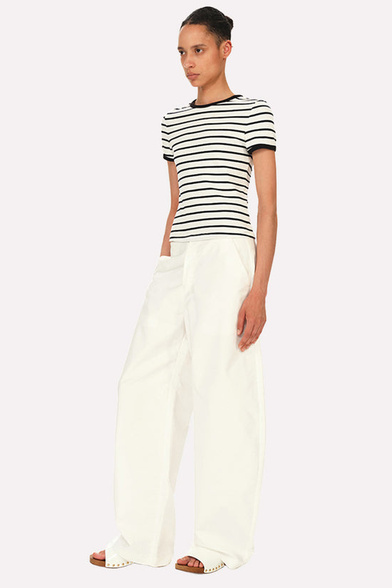Striped Short Sleeve Crop Tee