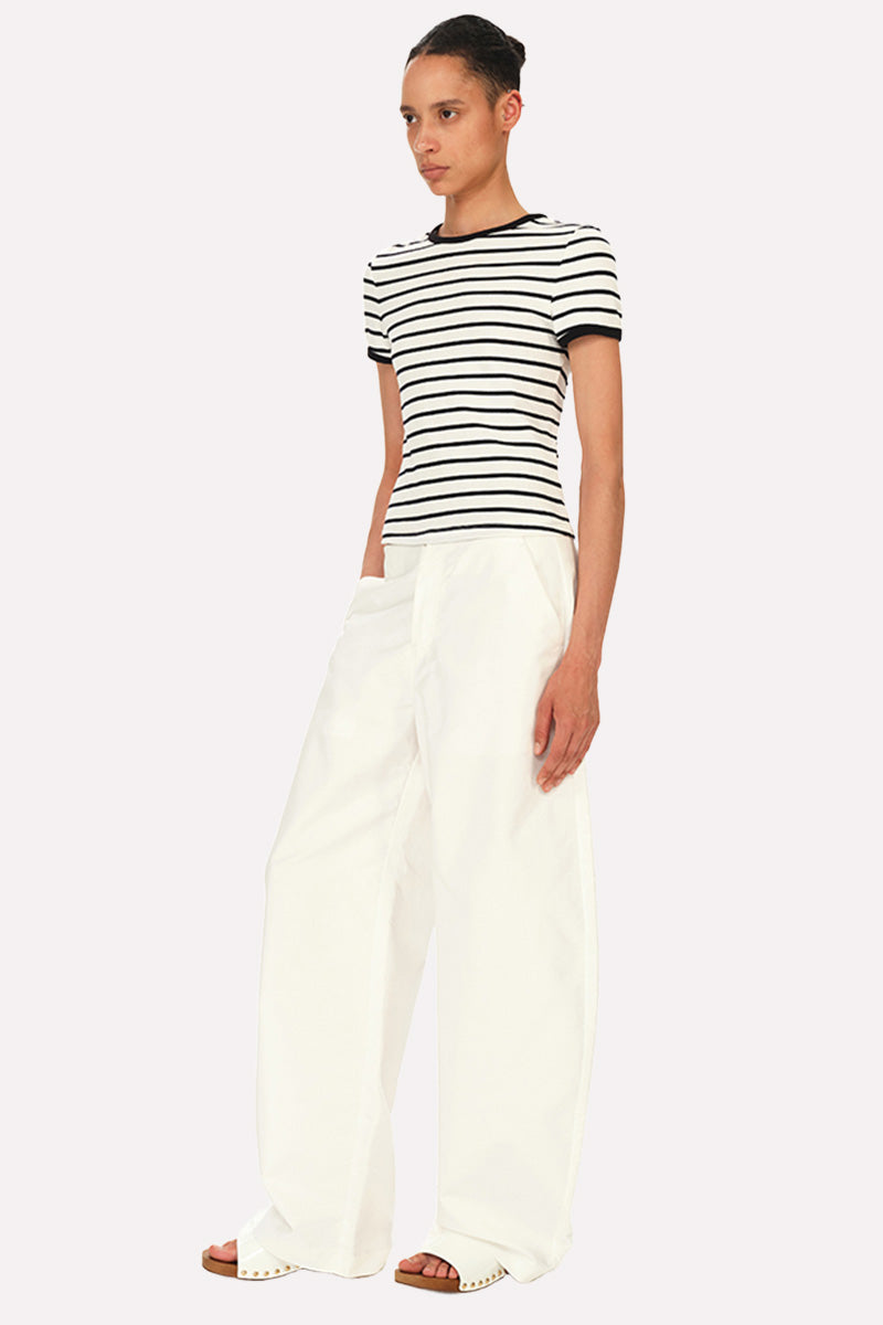 Striped Short Sleeve Crop Tee