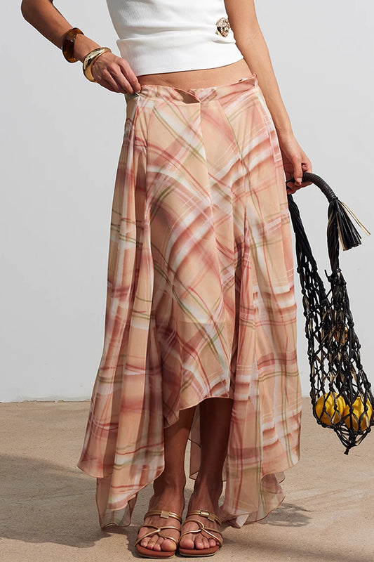 Flowy Plaid Wrap Skirt