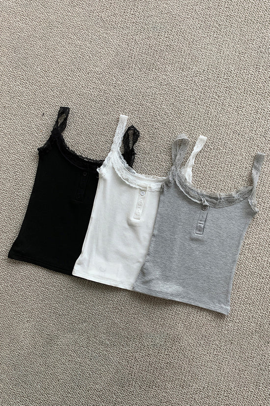 Button Detail Ribbed Cami Top