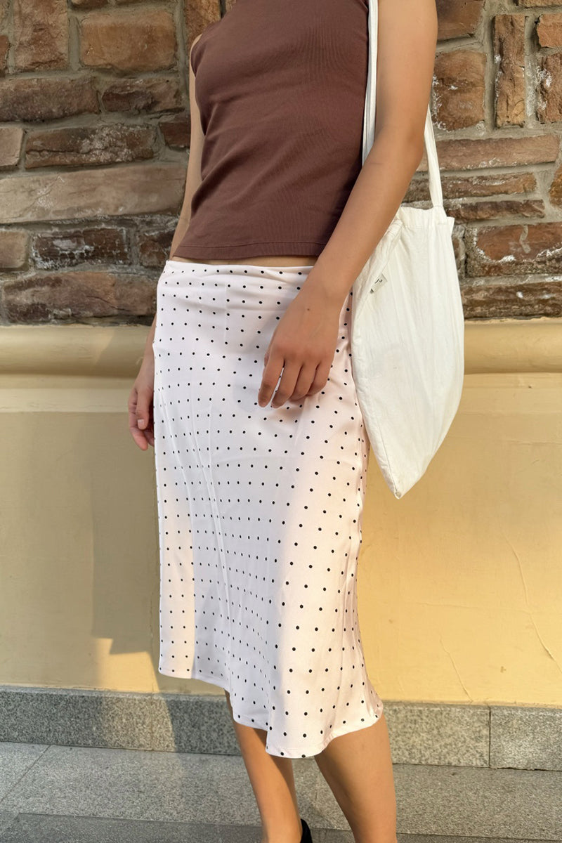 Polka Dot Midi Slip Skirt