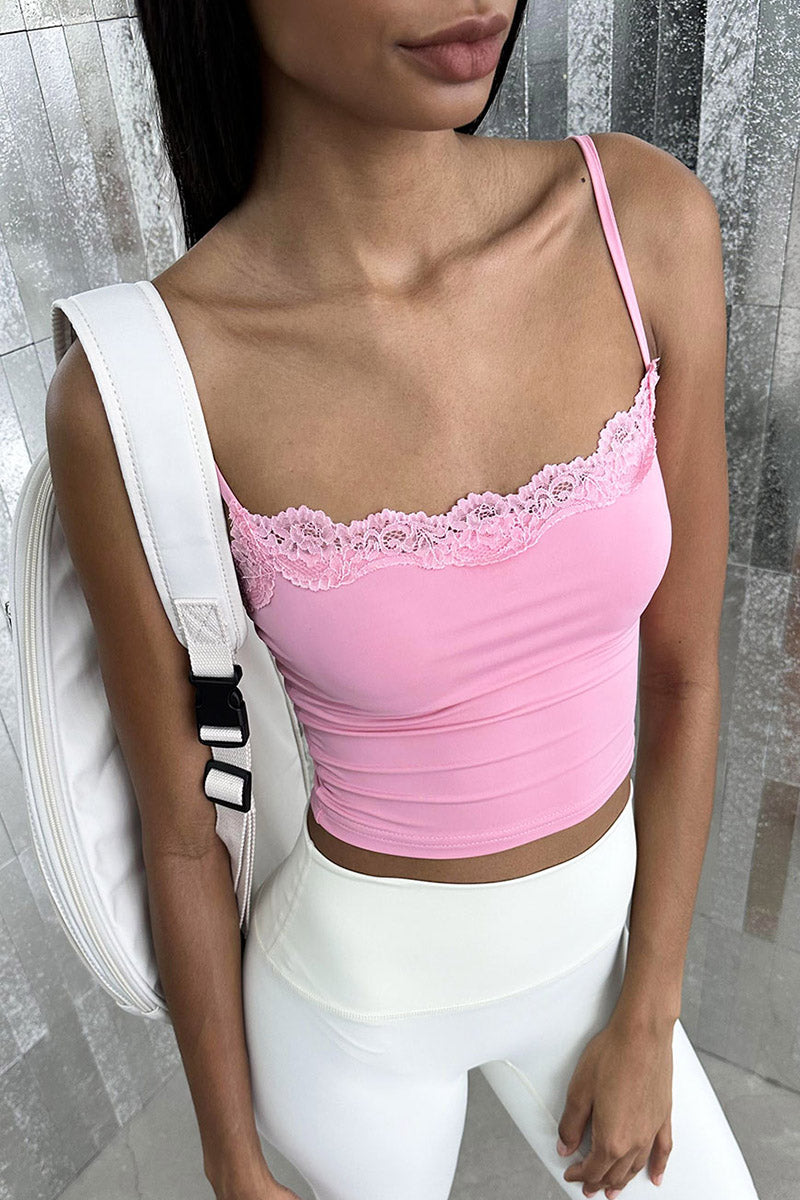 Lace Trim Cami Crop Top