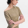 Asymmetric Neck Ruched Tee