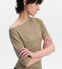 Asymmetric Neck Ruched Tee