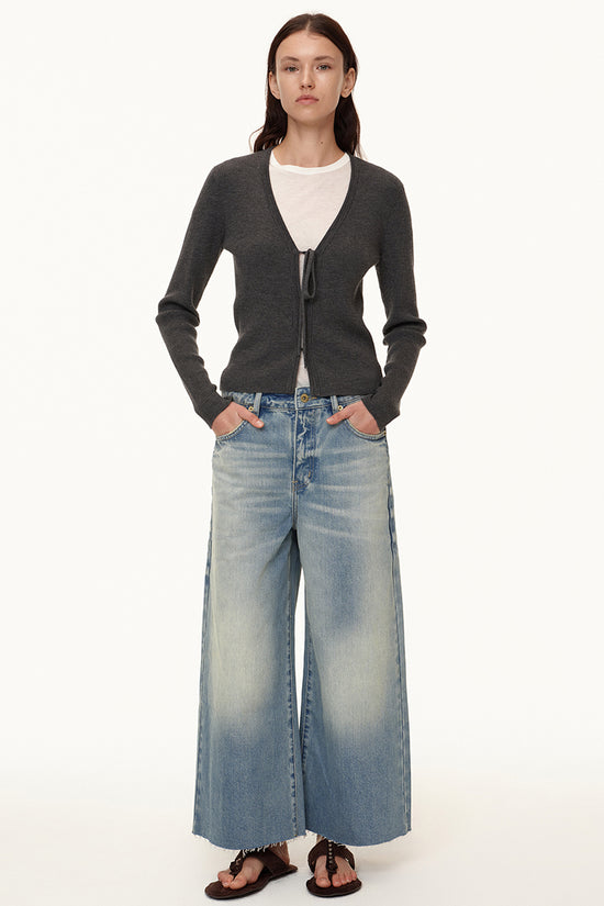 Wide-Leg Washed Denim Jeans