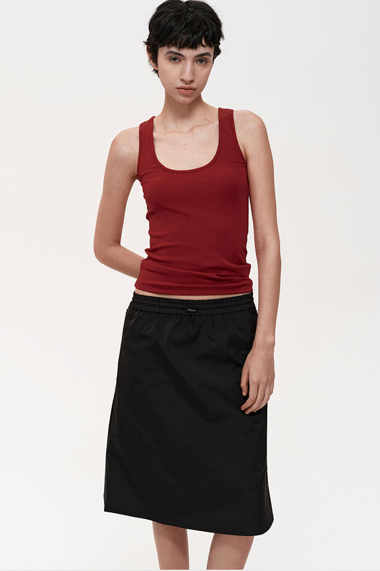 Adjustable Drawstring A-Line Skirt