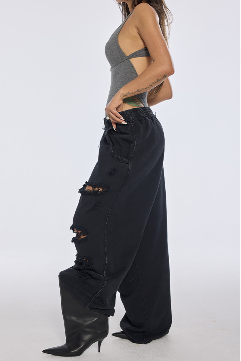 Distressed Slouchy Fit Jogger Pants