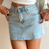 Raw Hem Fitted Denim Mini Skirt